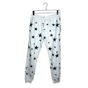 NWT Bloom + Pop White Navy Star Print Jogger Sweatpants Lounge Pants Size Large
